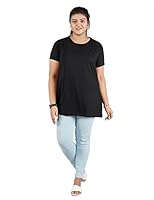 CUPID Women Plus Size Comfortable Cotton Casual T-Shirt, Sleep, Night, Yoga, Daily Gym n Lounge Wear Short Tee/Tops for Ladies_Black_3X-Large