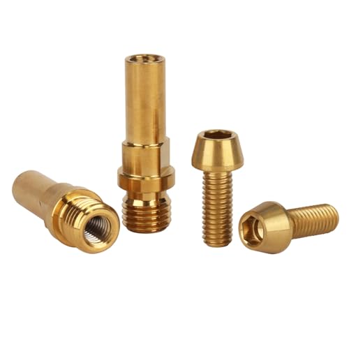 Image of Titanium Ti V-Brake Bosses Bolts, M10x1.25mm & M6x16mm Screws, for Bicycle (Gold, 2pcs M10+2pcs M6)