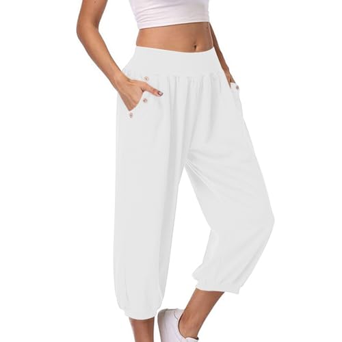 Generisch 2026 - Catégorie de produit : pantalon décontracté pour femme - Pantacourt d'été slim avec tissu stretch - Élégant pantalon capri avec poches,...
