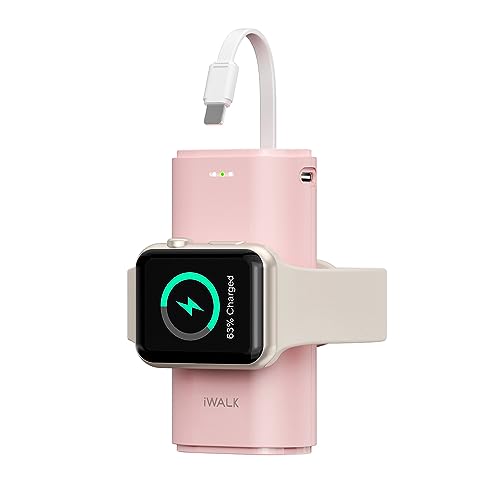 iWALK Power Bank de Apple Watch 9000mAh, Cargador Portátil Magnético con Cable Alámbrico, Compatible con Apple Watch Series 8/7/6/5/4/3/2/SE, iPhone 13/13 Pro Max/12/11/XS/XR/SE/8/7/6s