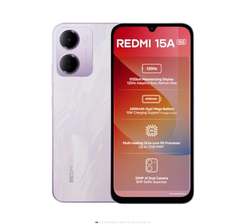 Image of REDMI 15A 5G Amaze Purple 4GB RAM 128GB ROM