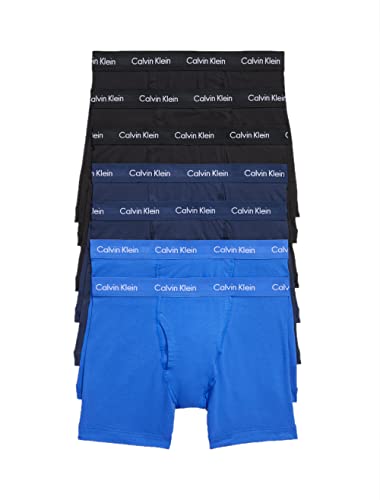 Calvin Klein Men's Cotton Stretch Megapack Boxer Briefs, Blue Multi (7 Pack), M