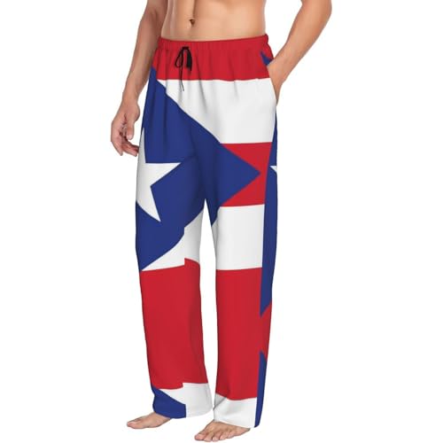 Puerto Rico Flag Mens Pajama Funny Lounge Pant Soft Pyjama Trousers Bottoms With Pockets Drawstring Elastic Waist Pant2