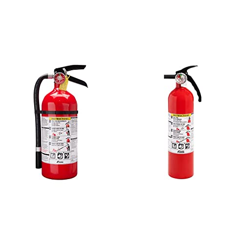 Kidde Pro 210 2A:10-B:C Fire Extinguisher, Rechargeable, Multi-Purpose for Home & Office, 4 lbs., Mounting Bracket Included , Red and Kidde Fire Extinguisher for Home, 1-A:10-B:C, Dry Chemical Extinguisher, Red, Mounting Bracket Included