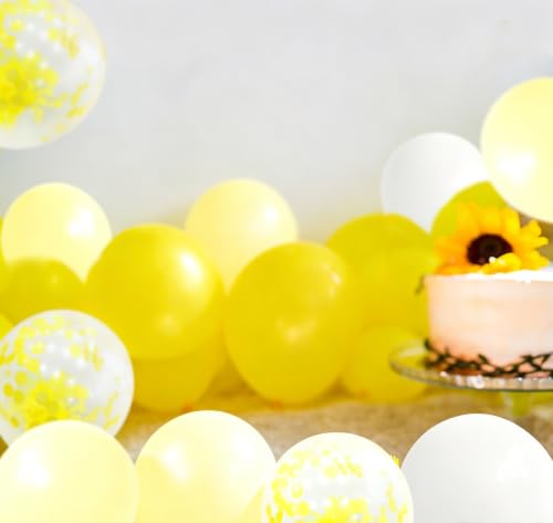 Image of Yellow and White Balloons, 70pcs Yellow Balloons for Birthday Baby Shower Sunflower Honeybee Theme Party Supply