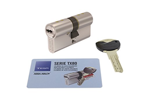 Tesa Assa Abloy TX853035N TX853035N-High Security Cylinder TX80, 30 x 35 mm, Long Sheet, Wrench, Nickel, 30 x 35 mm - Image 2