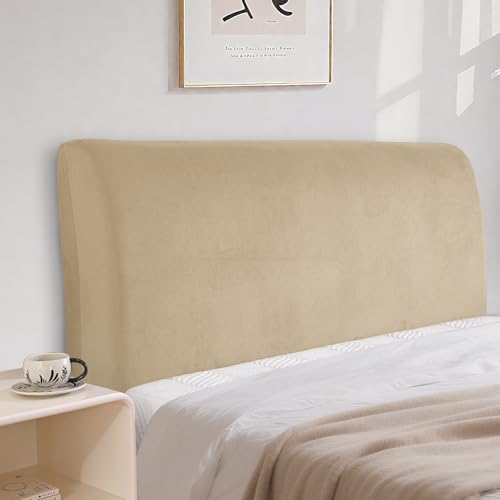 CYCMACO Velluto Copri Testata Letto, Elasticizzato Copertura Per Testiera Del Letto, Tinta Unita Copertura Per Testiera Per Letto, Lavabile, Per Letti Singoli Matrimoniali（180cm, Cammello）
