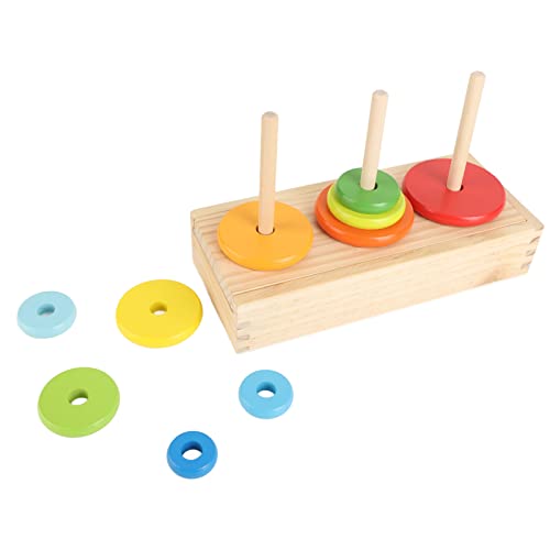 Aoaoy Juguetes educativos para clasificar madera, bloques geométricos y anillo apilador colorido para reconocimiento de formas, ideal para niñas