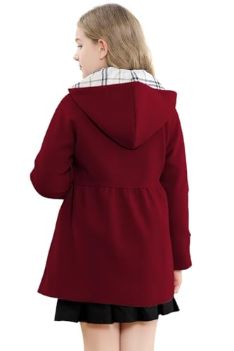 Image of Betusline Girls' Dress Coat, Kids Hoodie Wool Blend Coats Fall Winter Outerwear Peacoat,2-14 Years