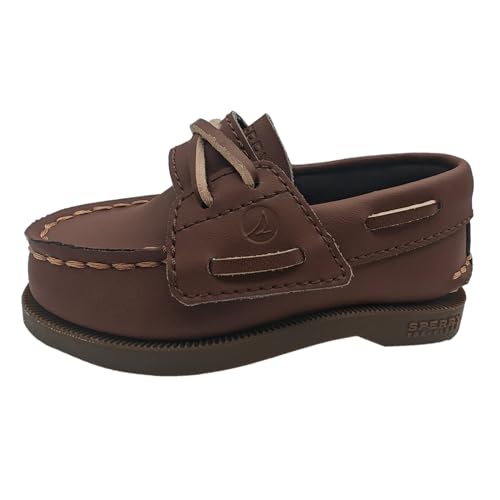 Sperry Toddler Authentic Original Boat Shoe with Hook & Loop Closure - Chocolate Leather, Size 64