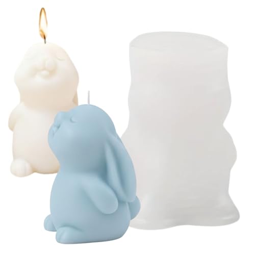 Moules en silicone pour bougies de Pâques, moule à bougie lapin Pâques silicone, joli le moulage, debout aux yeux fermés, une décoration intérieure...