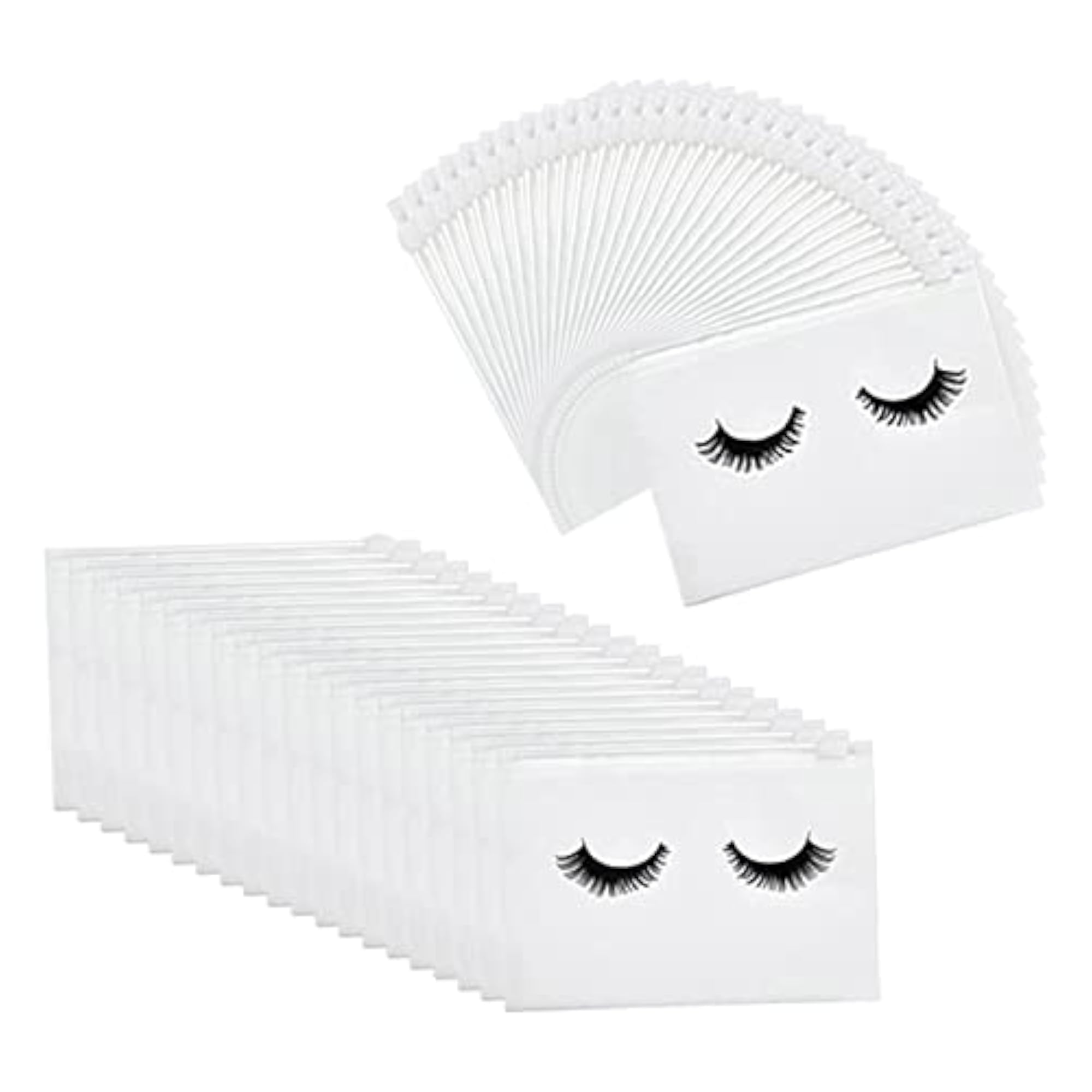Adorable White Eyelash Makeup Bags with Zipper, 3x50 Count