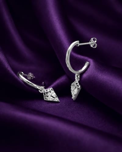 Image of CLARA 925 Sterling Silver Hoop Bali Earrings | Platinum Plated | Daily Wear |Gift for Women and Girls