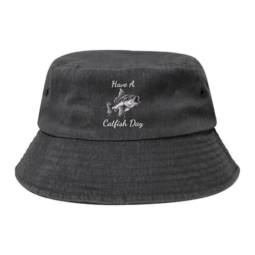Qauirfe Have A Catfish Day Fashion Cowboy Denim Fisherman Hat Outdoor Fishing Cap Sun