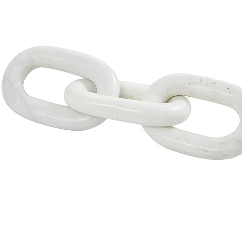 Deco 79 Marble Chain Handmade Decorative Sculpture Geometric 3 Link Home Decor Statue, Accent Figurine 13" x 4" x 3", White by deco 79 - Used condition - Image 2
