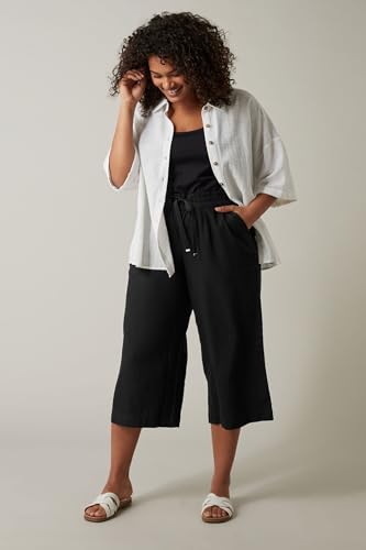 EVANS Women's Avenue Plus Size Wide Leg Crop Pant, Black, 163