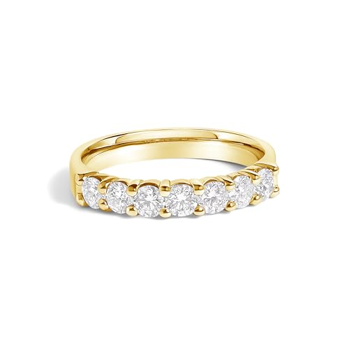 14K Yellow Gold 3/4 Cttw Diamond 7 Stone Band Ring - Size 6.5