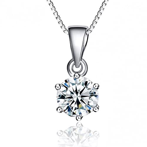 Collier pendentif rond diamant zircone 8mm bijoux fins femmes argent