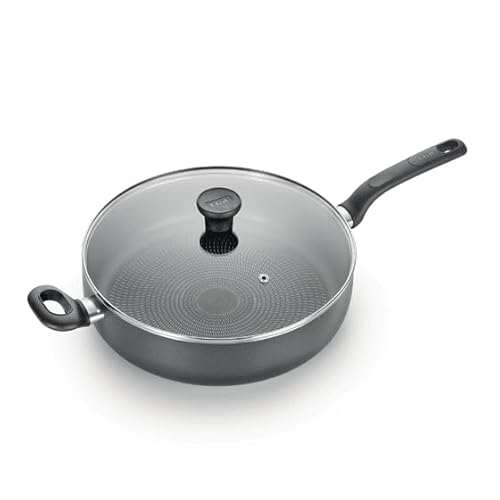 Image of T-tfal Easy Care 5 Quart Jumbo Cooker, Grey Nonstick Cookware with Thermo-Spot Heat Indicator, Tempered Glass Lid, Dishwasher Safe