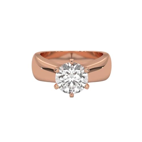 Image of 2 Ct. Solitaire Moissanite Crown Cathedral Ring for Women, 925 Sterling Silver, 18k Gold Plated, Smooth Edge Band, Perfect Jewelry Gift for Her