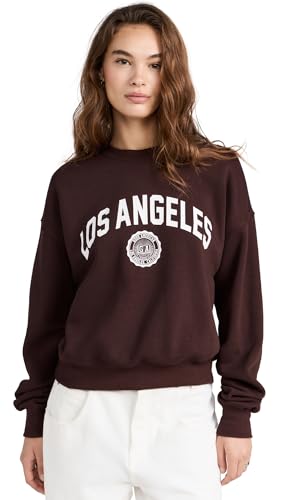 Good American Women's Brushed Fleece Graphic Crew Sweatshirt Los Angeles, Malbec 003, XS