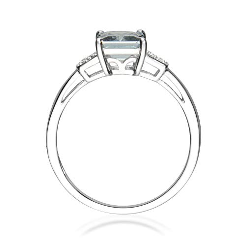 Gin & Grace 10K White Gold Genuine Blue Aquamarine Ring with Diamonds for women | Ethically, authentically & organically sourced (Emerald-cut) shaped Aquamarine hand-crafted jewelry for her | Aquamarine Ring for women3
