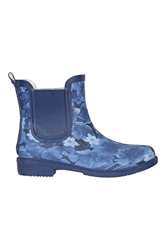 Mountain Warehouse Ankle Printed Womens Rubber Wellies - Fur Lined Wellington Boots, Durable Rain Shoes, Easy Clean - Ideal Footwear for Walking & Daily Use Dark Blue Adult Shoe Size 6 - Image 2