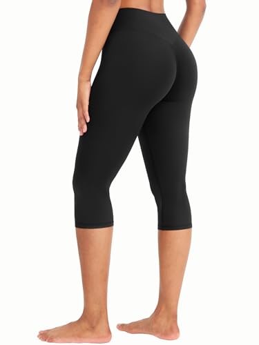 Image of YEOREO Ease Womens Workout Capri Leggings 17 inch No Front Seam High Waisted Hidden Scrunch Gym Yoga Pants