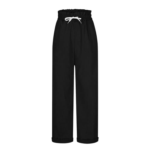 Corduroy Pants Women Baggy Casual High Waisted Straight Leg Trousers Fall Fashion Warm Drawstring Fuzzy Warm Pants4