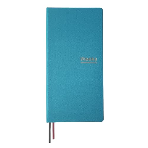 Agenda semanal de bolsillo sin fecha A6 con tapa dura protectora azul lago para organizar citas