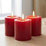 Richland Set of 3 Red Pillar Candles 3' x 3' Unscented for Weddings Home Christmas Holidays Relaxation Spa