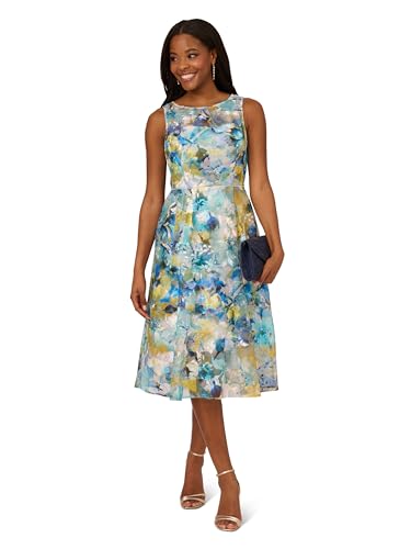 Image of Adrianna Papell Women's Floral Printed Veiled Dress
