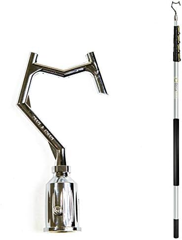 DocaPole 7-30 Foot (36-ft Reach) Hook with Telescopic Extension Pole for Hanging Lights, Boat Accessories, Pool, Clothing, and Other Retrieval