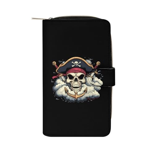 Skull Anchors Sword Long Wallet for Women Men Purses Coin Pouch Credit Card Holder Organizer