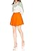 Basic Solid Stretchy Cotton High Waist A-line Flared Skater Mini Skirt (M, Orange)