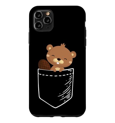 Cute Kawaii Kids Boys Girls Pocket Beaver Lover �X�}�z�P�[�X iPhone 11 Pro Max �p
