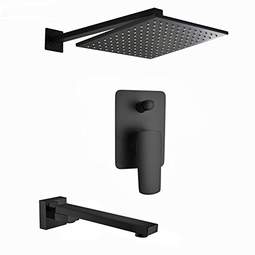 Ensemble de douche noire multifonction en laiton à commande unique murale