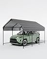 KYBOLT 10'x 16' Metal Carport, Outdoor Heavy Duty Garage with Galvanized Steel Roof and Reinforced All-Metal Frame, Permanent Shelter for Cars, Boats, Trucks, and Tractors