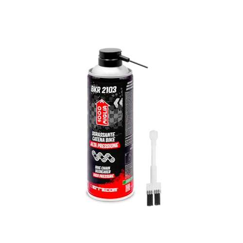 Errecom 1000 Miglia BKR 2103 Spray Desengrasante Cadena y Grupo Piñones para Bicicletas de Alta Presión + Cepillo de Cerdas Duras que también se puede utilizar con conectado al bote - 500 ml