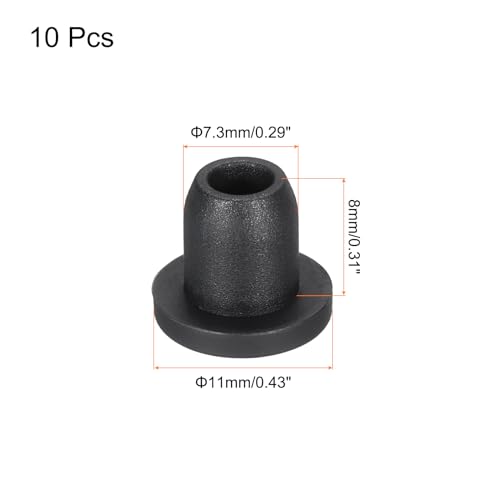 Image of MECCANIXITY High Temp Silicone Plug Mount Dia 7.3mm /0.29 Inch T Shaped Solid Rubber Stopper Hole Plugs for Coating Plating Waterproof Sealing Plugs Black Pack of 10(OD 11mm /0.43 Inch)