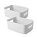 Uymaty Cestini da studio 2 pezzi con manico,scatola portaoggetti cosmetica Cestino portaoggetti rettangolare ordinato per ufficio domestico(grigio,30x19,5x12 cm,24,5x17,5x10,2 cm)