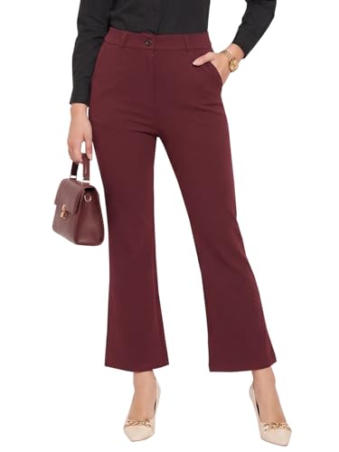 Image of Vogaan Women High Rise High Waist Trousers Flared Korean Style Formal Pants| Elegant Workwear for Office, College & Events