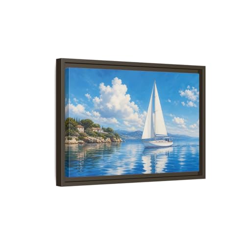 Tableau voilier horizontal 45x30cm pour habiller un espace vide au-dessus de la cheminée
