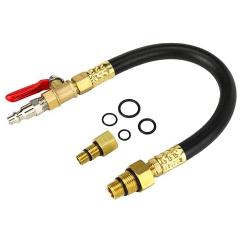 3mirrors Engine Air Valve Holder Pressure Pipe M10 M12 M14 M18 Thread to 1/4 NPT w/Ball Valve, Cylinder Leakage Testing Tool for Most LS Engine Compatible with Mustang Ford GM Cover