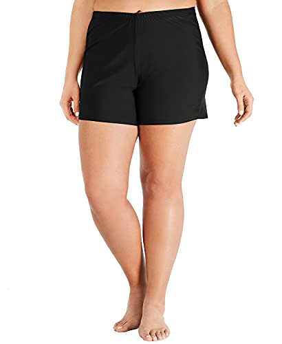 Island Escape Women's Plus Swim Shorts Swimsuit Black