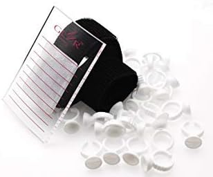 Professional Eyelash Extension Tools 2 Gel Convex Plate Lash Hand Holder,with 2 Soft Stretchy Tapes and 20 Glue Ring Adhesive Holder(Convex Plate)