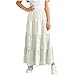 Boho Eyelets Flowy Maxi Skirt for Girls Summer Elastic High Waisted A-Line Long Tiered Swing Beach Skirts for 4-15 Years