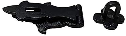 Adonai Hardware "Jediel" Antique Iron Hasp and Staple (1, Black Powder Coated) 3