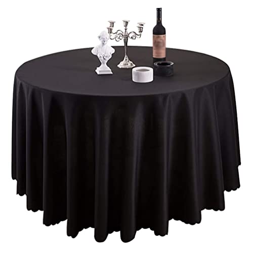 IFIKK Rund Tischdecke, Tischdecke Abwaschbar, Wasserabweisend Tischtuch, Table Cloth, Tafeldecke mit Saum, Tischtücher Fleckschutz Pflegeleicht Abwaschbar (Schwarz, Rund 340cm) Cover