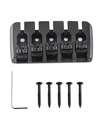 Rubatone 5 String Bass Bridge A Style Top Load Tailpiece With Zinc Saddles For Electric Jazz Bass P Bass Precision Bass Black High Mass. #TOP5
